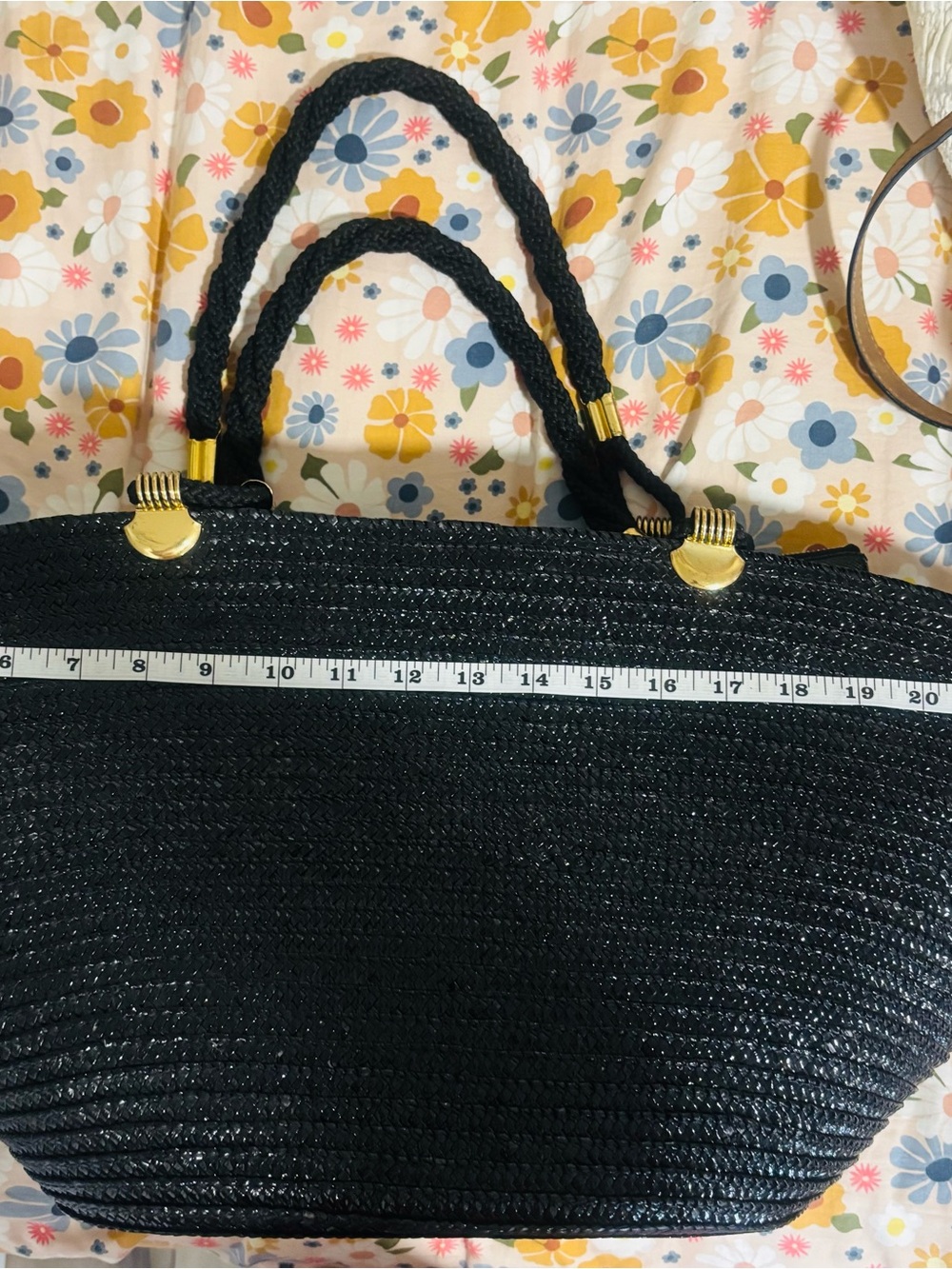 Black Woven Tote Bag - Classic Handheld Style - Picture 14 of 14